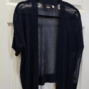 Rafaella Black Sheer Open-Front Cardigan – Lightweight & Elegant